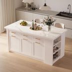 homary 71" White Kitchen Island with Storage Large Kitchen Cabinet with Drawers & Sintered Stone Top Island Table for Dining Room