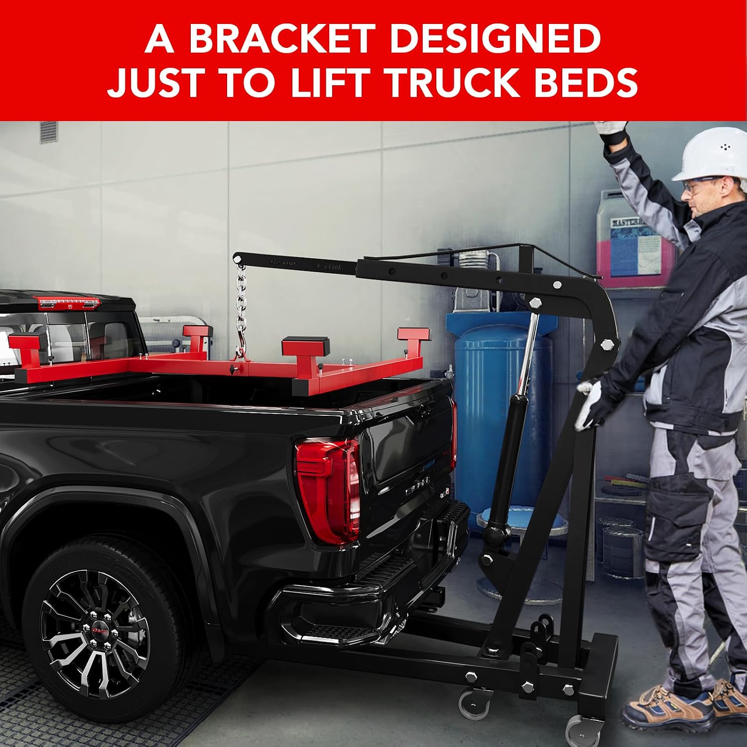 GarveeTech Truck Bed Lifter Box for Pickups Trucks, Heavy-Duty Truck Bed Lift Support 800 LBS Weight Capacity and Capacity Works On Beds, Red Black