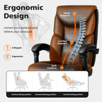 WAILOR 400lbs Office Chair with Foot Rest, Reclining Big and Tall Office Chair with Lumbar Support Spring Cushion, High Back PU Leather Computer Chair,Comfy Desk Chair for Home Office