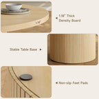 47 inch Round Dining Table for 4, Circle Kitchen Table with Wood Strip Base, Modern Farmhouse Dinner Tables for Kitchen, Living Room (Oak)