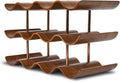 Countertop Wine Rack - 12 Bottle Freestanding Wine Bottle Holder Stand - 3 Tier Wooden Wine Storage Rack - Walnut Wavy Wine Organizer for Cabinet Pantry Home Kitchen Bar