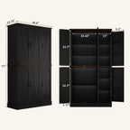 Hlivelood 71" Tall Kitchen Pantry,Farmhouse Storage Cabinet with Barn Doors,Organizer,Rustic Wood Cupboard,Farmhouse Pantry Cabinet for Kitchen,Dining Room,Living Room(Black)