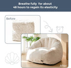 MAXYOYO Giant Bean Bag Chair, Oversized Bean Bag Couch for Adults and Kids, Faux Fur Shell-Shaped Large Chair with Filler, Stuffed Big Accent Sofa Lounge Floor Sofa for Reading, Beige, Standard