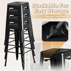 Furmax 30 Inch Metal Bar Stools Set of 4, Counter Height Stools, Industrial Bar Chairs Patio Stool Stackable Stool for Kitchen/Dining Room/Indoor Outdoor(Dark Black, 30'' Backless)