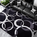 YIHOUSE Washable 5x7 Area Rugs for Living Room, Modern Black and White Rug for Bedroom Non Slip Low Pile, Modern Circle Pattern Carpet for Dining Room Playroom Home Office Decor