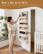 KMSCO Over The Door Organizer, 6 Large Pockets + 13 Mesh Side Pockets, Hanging Storage, 55lbs Capacity, Heavy Duty Non-Woven Fabric for Baby Nursery, Bathroom, Pantry, Closet, Beige, 1 Pack