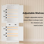 IRONCK Kitchen Pantry Storage Cabinet 72.6" H x 24" W, with Barn Doors, Drawer, 4 Adjustable Shelves, Freestanding Cupboard, Laundry, White