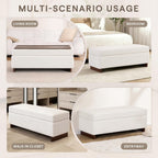 46 Inch Storage Ottoman Coffee Table, Large Upholstered Ottoman Bench with Storage, Wooden Tray and Legs for Living Room,Bedroom,End of Bed,Entryway,Beige