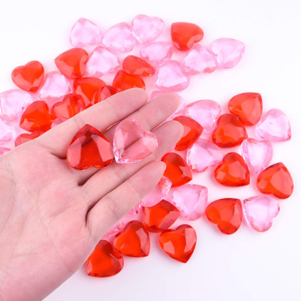 TUPARKA 60 PCS Acrylic Hearts Red Acrylic Hearts for Table Scatter,Home Decoration,Vase Fillers in Valentine's Day