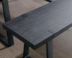 VESCASA 60" Wood Dining Bench with Black Metal Legs for Dining Room, Kitchen, Black