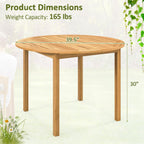 Tangkula 39.5" Round Outdoor Dining Table for 4, Acacia Wood 4-Person Large Patio Dining Table, Farmhouse Indoor Outdoor Dining Furniture for Deck, Garden, Poolside & Backyard