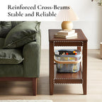 Side Table, Solid Wood Rectangular End Table with Storage Shelf, 2-Tier Coffee Table for Living Room, Rubber Wood Small Sofa Table, Nightstand 19.69 H x 13.39 W x 23.62 D Inches (Walnut)
