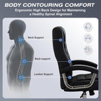 Executive Office Chair Adjustable Leather Chair, High Back Swivel Office Desk Chair with Padded, Armrest 350lbs Load-Bearing Spring Seat Computer Desk Chair for Home Office, Black
