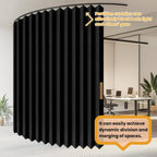 JILRON Accordion-Style Room Divider with Ceiling Track - Foldable Partition Curtain, Easy Installation(Black 100" W x 84" L-Pack of 1)