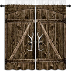 Rustic Wooden Barn Door Boy Girls Blackout Curtains, Brown Wood Door Farmhouse Village Rural Retro, 2 Panel Rod Pocket Thermal Insulated Drapes for Bedroom LivingKids Room Deco 42x45 inch