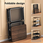 Foldable Narrow Modern Sofa Table with Open Storage Shelves, Movable Side Table End Table Snack Tables for Small Spaces Living Room Bedroom Bedside Balcony Kitchen(Black)