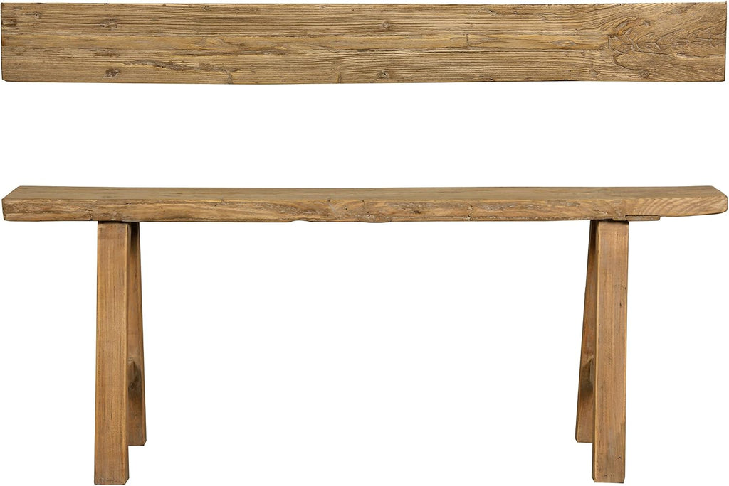 Artissance Rustic Natural Wood Noodle Bench, Long Wooden Entryway Bench, Weathered Farmhouse Indoor Outdoor Seating, End of Bed or Dining Room Bench Decor