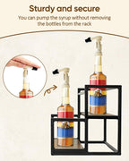 Okydoky 2-Tier Coffee Syrup Rack Holds 8 Bottles - Sturdy Stand for Coffee Bar, Kitchen & Beverage Station, Universal Holder for Syrup, Sauce & Wine Bottles