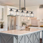 36" Black Chandeliers for Dining Room Light Fixtures over Table, 5-Light Black Linear Farmhouse Pendant Lights Kitchen Island Lighting, Adjustable Island Lights for Kitchen with K9 Cystal Shades E26