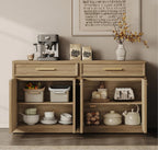SICOTAS Buffet Cabinet with Storage Tall Modern Accent Storage Cabinet with Doors and Shelves 60 inch Wide Wooden Sideboard Credenza Buffets Console Table Coffee Bar for Kitchen Dining Living Room