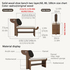 Wooden Shoe Bench with Cushion,shoe changing bench,Comfortable Padded Seat Cushion,shoe changing bench 77/88cm high x 32cm deep,Space Saving Stools,Easy to Assemble(Natural,A-60x42cm/23.6x16.5IN)
