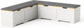 3-Piece L-Shaped Multi-Functional Storage Bench with Cushion, Serving as a Kitchen Corner Bench, Toy Storage Box, or Reading Nook seat., White and Natural, 63" D x 63" W x 19.1" H