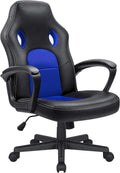 Office Gaming Chair High Back Leather Computer Chairs Ergonomic Height Adjustable Racing Game Desk Chair Executive Conference Task Chair (Blue)