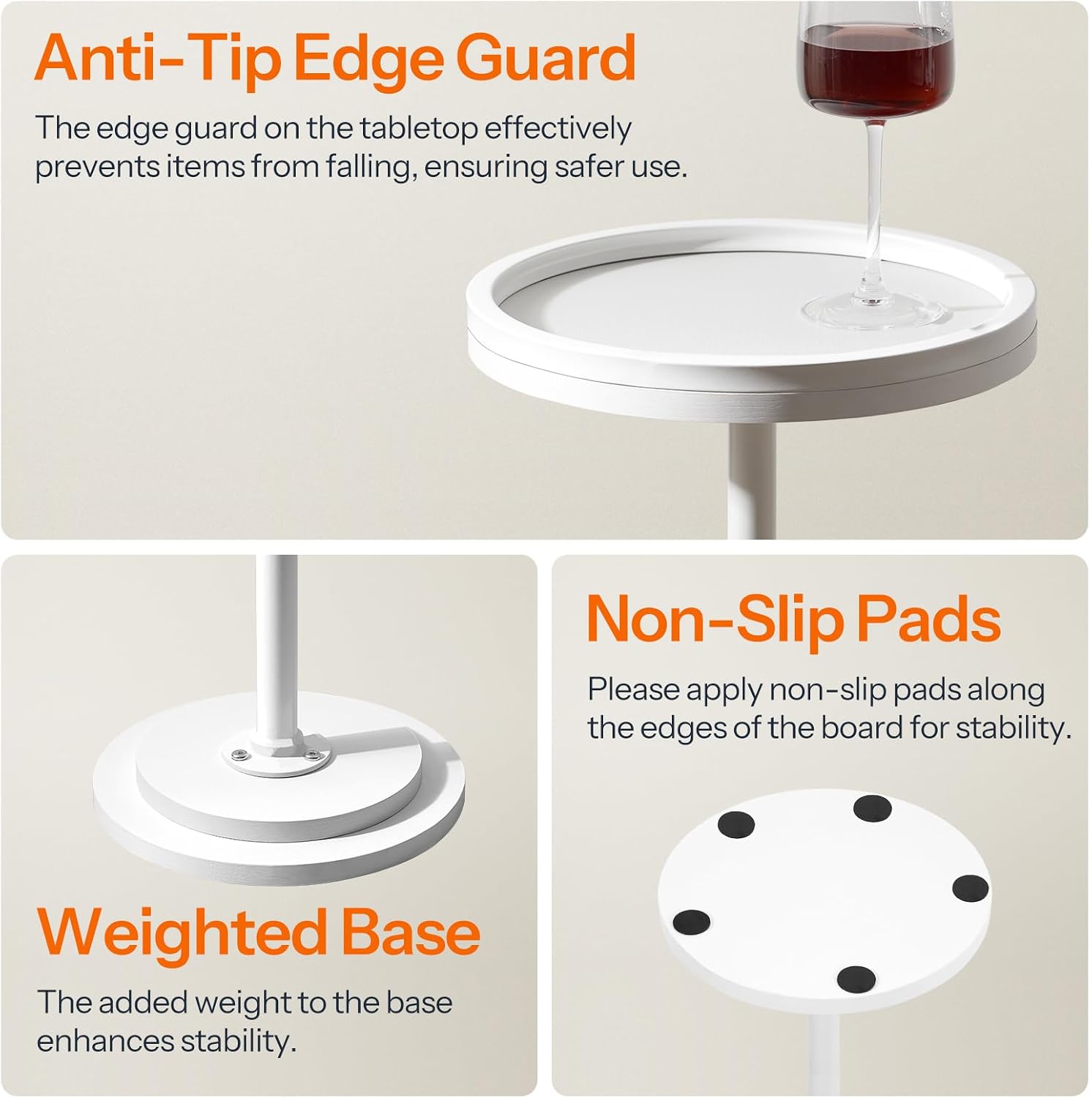 HOOBRO Small Round Side Table, Drink Table, Coffee Martini Table with Pedestal Accent for Small Spaces in Living Room, Bedroom, Sofa Couch, White WW168BZ01
