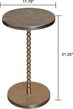 COVLON Drink Table, Small Round Pedestal Side Table, Martini Table for Small Spaces, Gold Accent End Table with Hammered Top, Plant Stand for Living Room, Bedroom, Bathroom, Easy Assembly