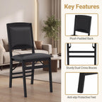 GOFLAME Folding Dining Chairs Set of 4, Faux Leather Upholstered Kitchen Chairs with Padded Seat and Backrest, Solid Wood Foldable Chairs for Living Room, Dining Room, Restaurant, Black