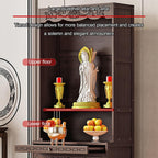 Meditation Table with Storage, Bamboo Buddhist Altar Cabinet, Personal Shrine Altar Table, Chinese Pooja Prayer Cabinet, for Living Room, Bedroom, Office(70cm/27.5in)