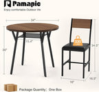 Pamapic Round Dining Table Set for 4, Kitchen Table and Chairs for 4, Dining Room Circle Dinner Pedestal Table, Solid Metal Frame,Space Saving Wood Small Kitchen & Dining Room Furniture,Walnut