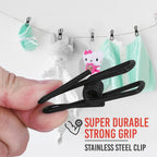 30 Pack Black Chip Bag Clips for Food - PVC 2 Inch Coated Sealer for Sealing Food - Paper Holder, Clothesline Clip for Laundry Hanging, Kitchen Bags, Multipurpose Clothes Pins