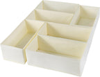 6 Pack Dresser Organizers - Drawer Organizers for Clothing & Baby, Woven-Fabric Storage Drawers (Beige