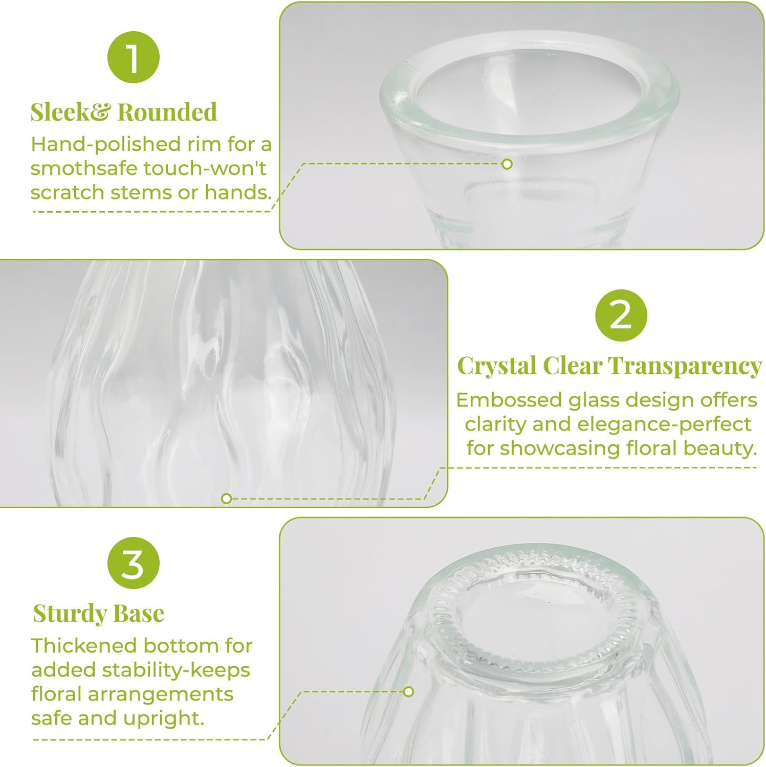 24 Pack Glass Bud Vase in Bulk - BEAHOT Clear Flower Vases for Wedding Decorations, Mini Vase for Centerpiece Table Decorations, Small Boho Vase for Home, Wedding Decor, Mother's Day, Party, Office