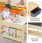 OOOK Kids Table and Chairs Ages 3-7, 4 in 1 Toddler Desk and Chair Set with Whiteboard, Blackboard, Storage Drawer and Book Rack. Toddler Activity Table for Kids Room, Nursery and Playroom