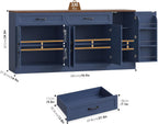 BOTLOG 71” Large Sideboard Buffet Cabinet with Storage, Farmhouse Buffet Cabinet with Adjustable Shelves and 3 Door Shelves, Wood Coffee Bar Console Table for Kitchen, Dining Room (Blue)