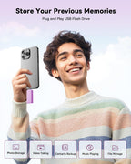 MFi Certified 256GB Flash Drive for iPhone, 3 in 1 Type-C USB Memory Stick Thumb Drive for Photos Videos, High Speed External Memory Storage Photo Stick for iPhone iPad Android PC (Purple)
