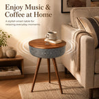 Smart Side Table with Wireless Charger, Modern Smart End Table with Speaker, 16" Coffee Table with USB Charging Port for Bedroom, Living Room, Office