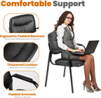 OLIXIS Office Waiting Room Chairs Set of 4, Leather Desk Reception Guest Stationary Side Chair with Padded Arms for Home Conference Meeting Lobby Area Medical Clinic Church