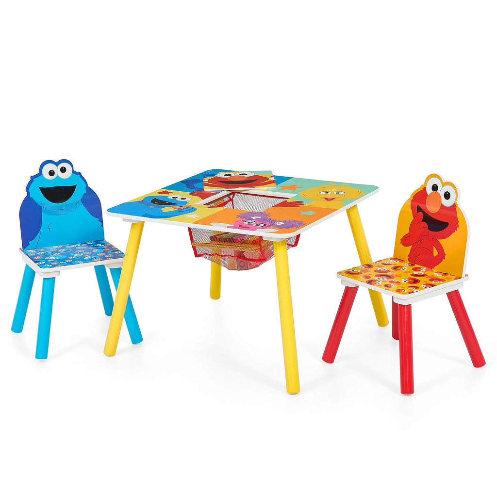 Delta Children Sesame Street Kids Table and 2 Chair Set with Storage, Blue | Greenguard Gold Certified, Kids Table & Chair Set for Toddlers & Children for Arts/Crafts, Snack Time, Durable Activity Table