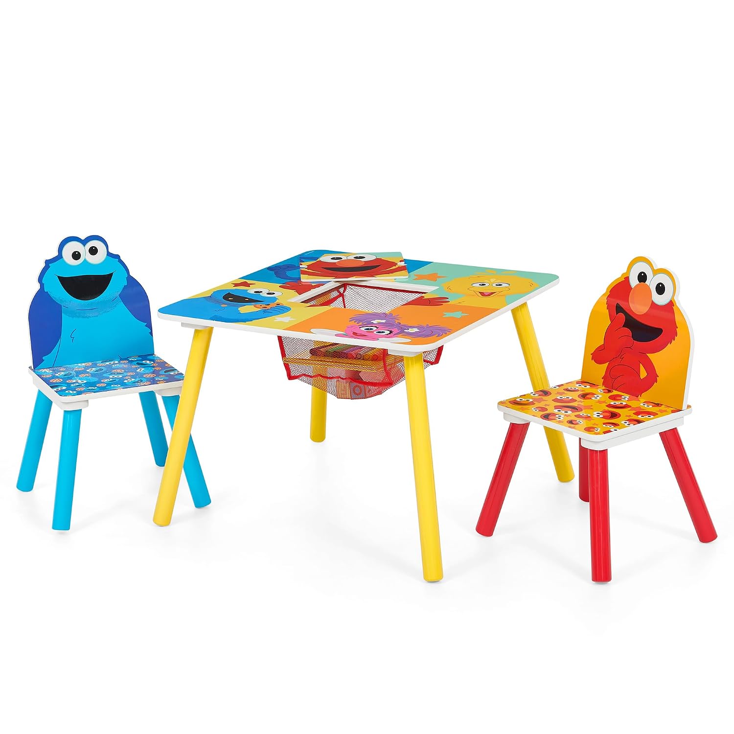 Delta Children Sesame Street Kids Table and 2 Chair Set with Storage, Blue | Greenguard Gold Certified, Kids Table & Chair Set for Toddlers & Children for Arts/Crafts, Snack Time, Durable Activity Table