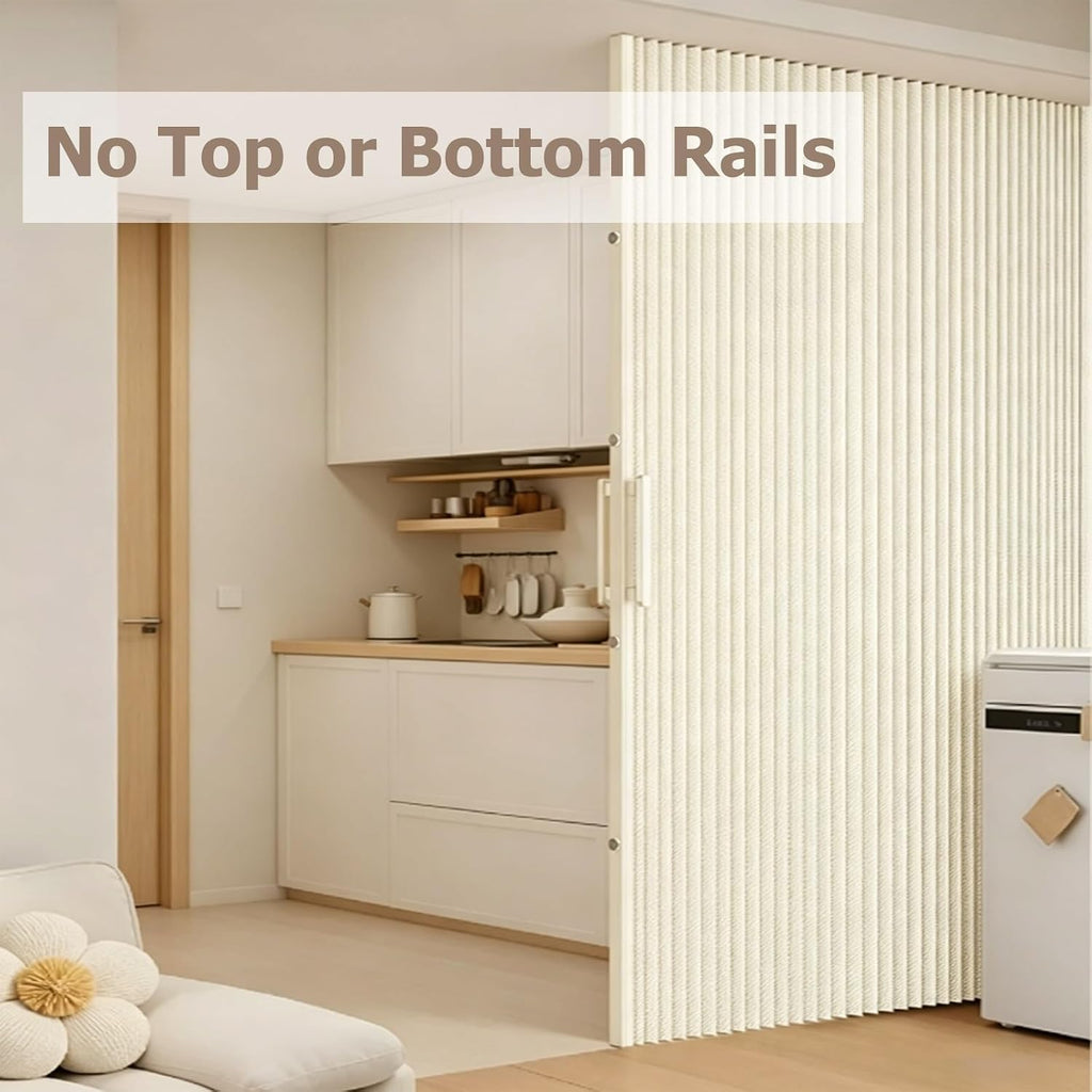 H 80 85 90 95 in Foldable Sliding Door Without Drilling, Trackless Collapsible Door for Bathroom/Kitchen, Honeycomb Accordion Door, Insulated from Cold or Hot Air(White,60x95in)