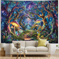 Amonercvita Fantasy Forest Tapestry Magical Trees Tapestries Galaxy Space Wall Tapestries Psychedelic Plant Floral Tapestry Wall Hanging for Home Decor