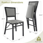 VECELO Folding Chairs Set of 4 with Cushion, Foldable Padded Seats with Heavy Duty Metal Frame for Kitchen/Dining/Living Room, No Assembly & Space Saving Design, Grey