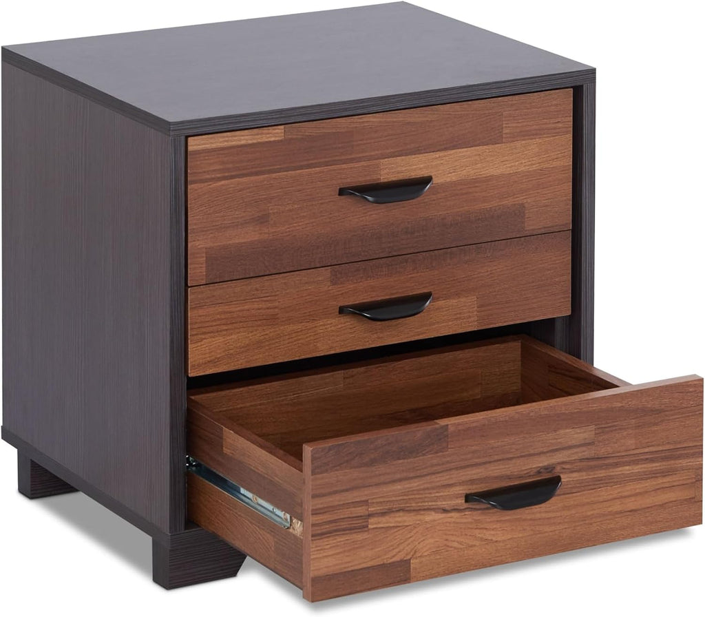 BIGTO Walnut & Espresso Finish Accent Side Table Synthetic Wood End Table 16"*20"*19"Living Room Furniture