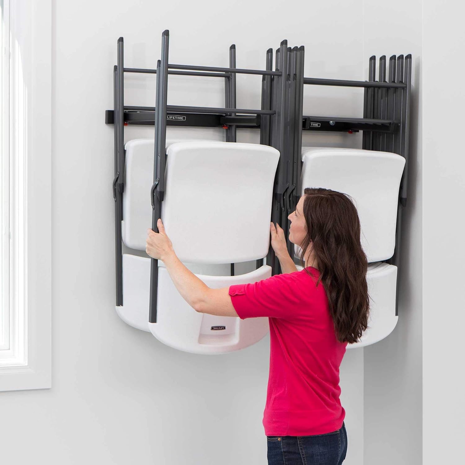 LIFETIME 80719 Wall Mounted Chair Rack Black
