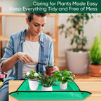 HKZ Repotting Mat for Indoor Plant - 26'' x 26'' Planting Mat Soil Mess Control, Portable Succulent Planting Potting Tray Waterproof Gardening Transplanting Bonsai Tools(Pale Green)