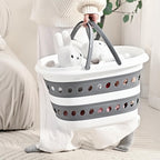 Compact Collapsible Laundry Basket, Small Size Pop-Up Hamper Perfect for Bedroom Side,Bathroom,Travel, Not for Large Families, Foldable with Handle, Measures 16 x 12.5 x 9.5 In, (Gray)