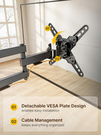 monTEK Full Motion TV Wall Mount Bracket for Most 13-43 Inch LED LCD Flat Screen TVs & Monitors, Swivel Tilt Extension Rotation with Articulating Arms, TV Mount Max VESA 200x200mm, up to 44lbs